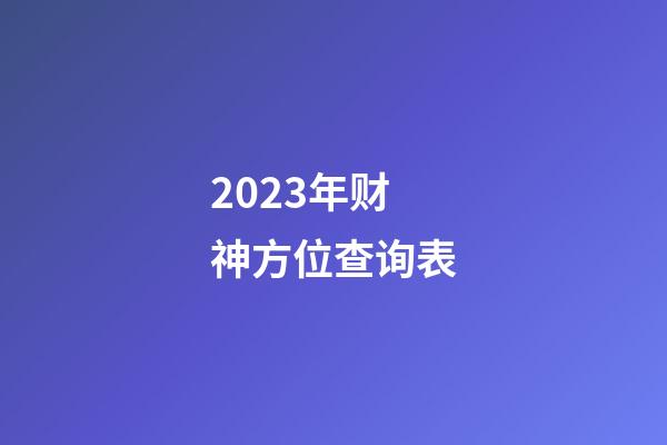 2023年财神方位查询表