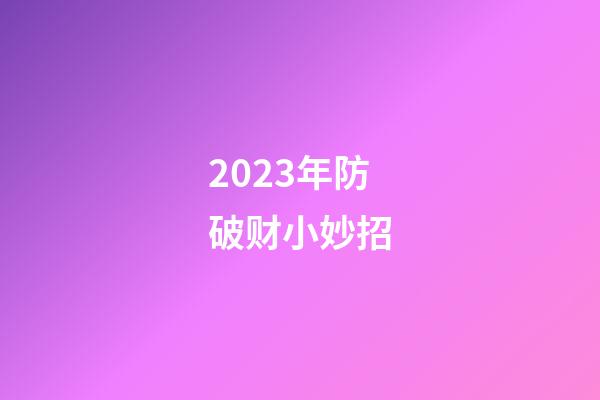 2023年防破财小妙招
