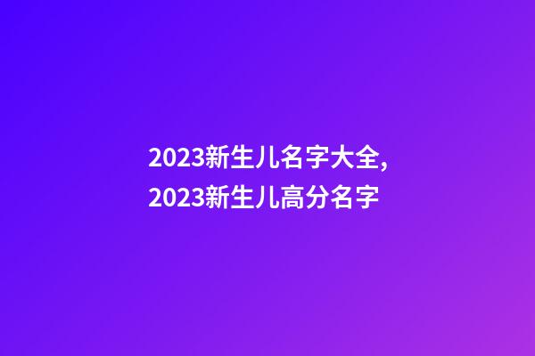 2023新生儿名字大全,2023新生儿高分名字