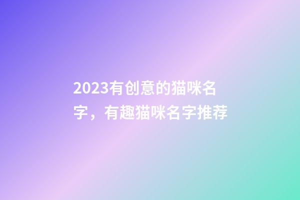 2023有创意的猫咪名字，有趣猫咪名字推荐