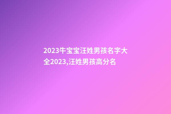 2023牛宝宝汪姓男孩名字大全2023,汪姓男孩高分名