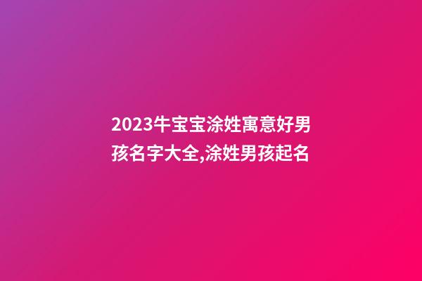 2023牛宝宝涂姓寓意好男孩名字大全,涂姓男孩起名