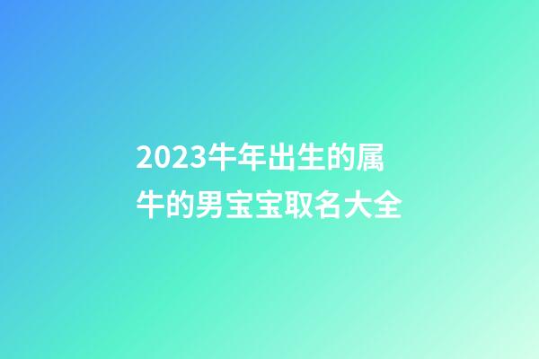 2023牛年出生的属牛的男宝宝取名大全