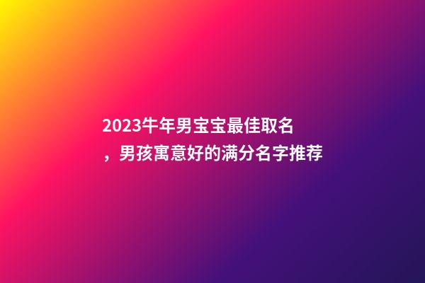2023牛年男宝宝最佳取名，男孩寓意好的满分名字推荐