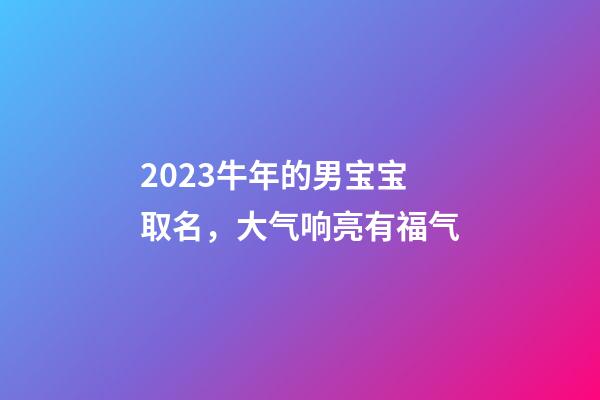 2023牛年的男宝宝取名，大气响亮有福气
