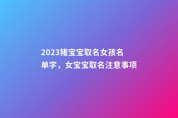 2023猪宝宝取名女孩名单字，女宝宝取名注意事项