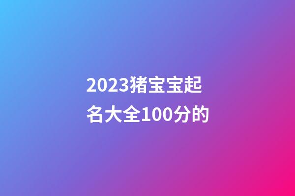 2023猪宝宝起名大全100分的