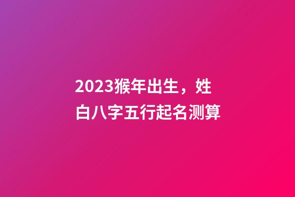 2023猴年出生，姓白八字五行起名测算