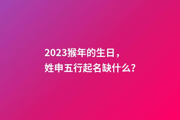 2023猴年的生日，姓申五行起名缺什么？