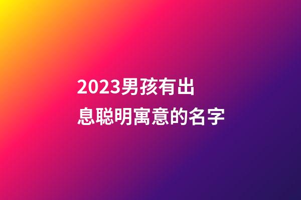 2023男孩有出息聪明寓意的名字