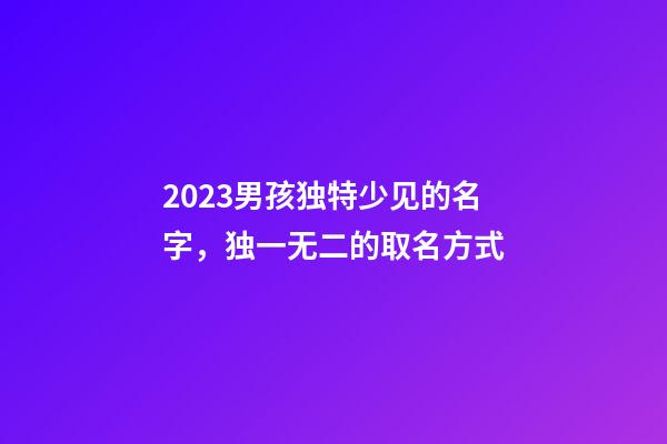 2023男孩独特少见的名字，独一无二的取名方式