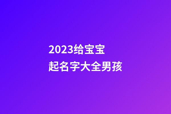 2023给宝宝起名字大全男孩