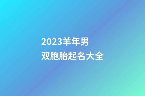 2023羊年男双胞胎起名大全