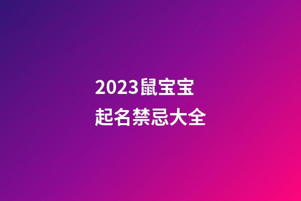 2023鼠宝宝起名禁忌大全