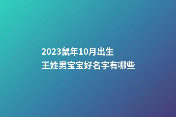 2023鼠年10月出生王姓男宝宝好名字有哪些