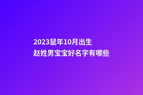 2023鼠年10月出生赵姓男宝宝好名字有哪些