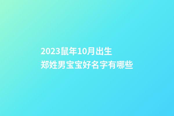 2023鼠年10月出生郑姓男宝宝好名字有哪些