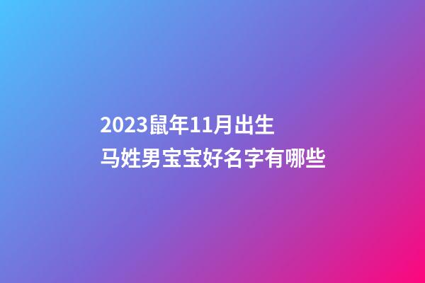 2023鼠年11月出生马姓男宝宝好名字有哪些