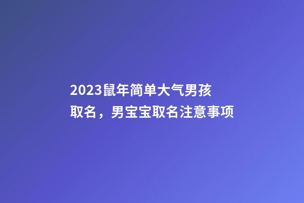 2023鼠年简单大气男孩取名，男宝宝取名注意事项