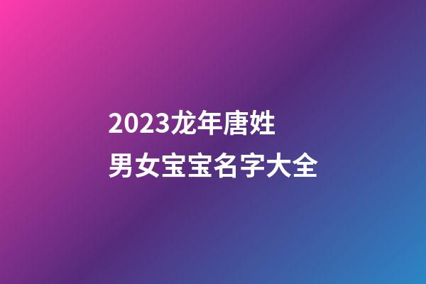 2023龙年唐姓男女宝宝名字大全