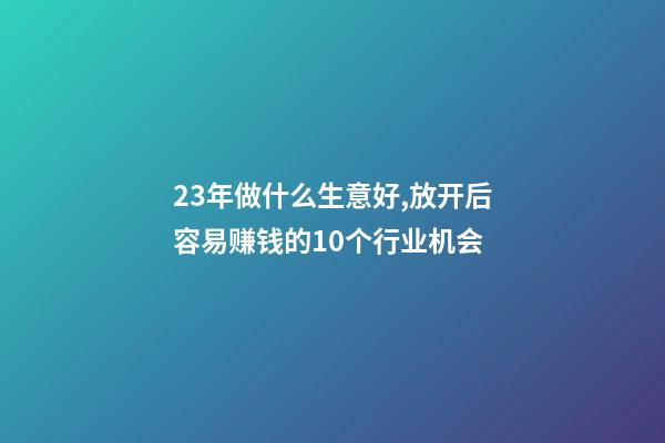 23年做什么生意好,放开后容易赚钱的10个行业机会-第1张-观点-玄机派