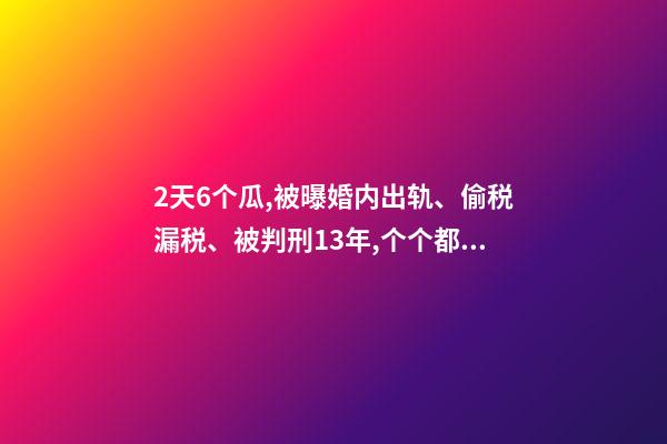 2天6个瓜,被曝婚内出轨、偷税漏税、被判刑13年,个个都是大瓜-第1张-观点-玄机派