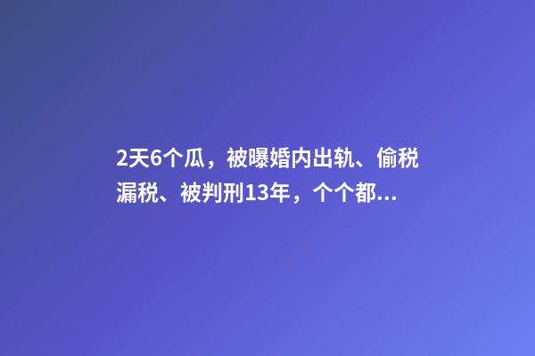 2天6个瓜，被曝婚内出轨、偷税漏税、被判刑13年，个个都是大瓜-第1张-观点-玄机派