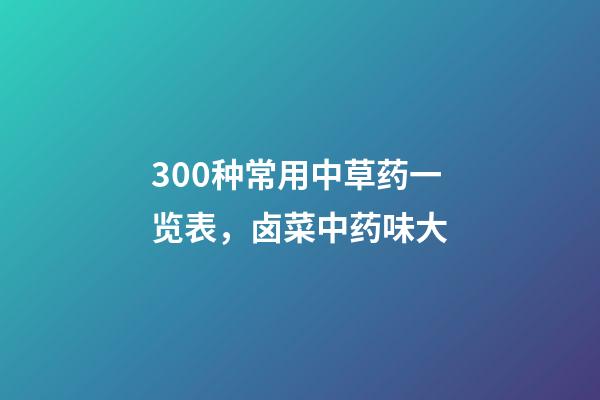300种常用中草药一览表，卤菜中药味大-第1张-观点-玄机派