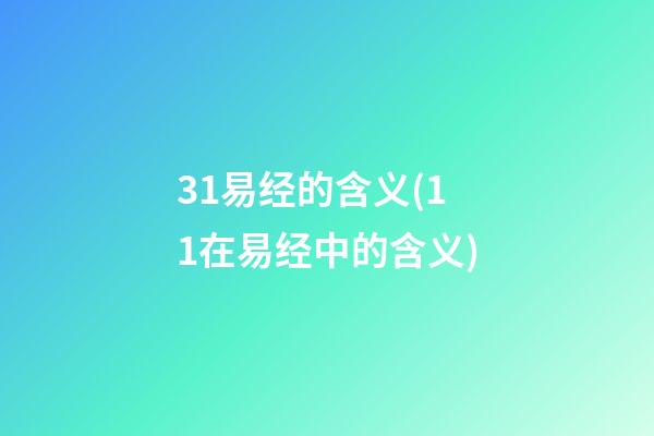 31易经的含义(11在易经中的含义)