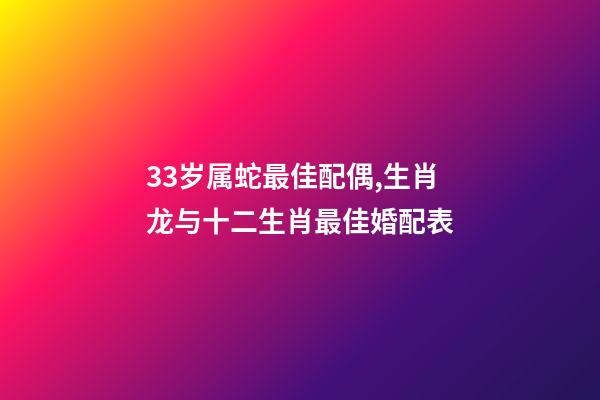 33岁属蛇最佳配偶,生肖龙与十二生肖最佳婚配表-第1张-观点-玄机派