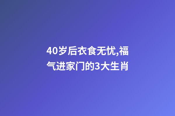40岁后衣食无忧,福气进家门的3大生肖-第1张-观点-玄机派