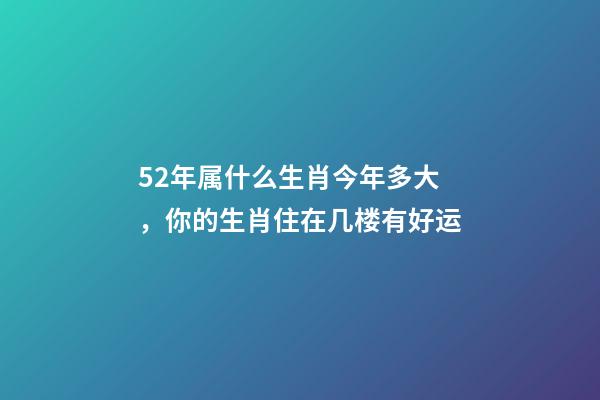 52年属什么生肖今年多大，你的生肖住在几楼有好运-第1张-观点-玄机派