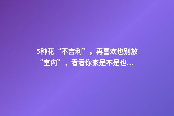 5种花“不吉利”，再喜欢也别放“室内”，看看你家是不是也有