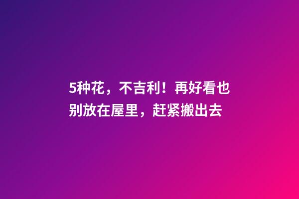5种花，不吉利！再好看也别放在屋里，赶紧搬出去