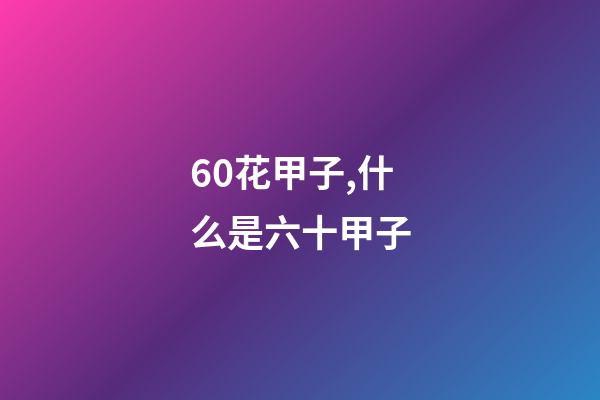 60花甲子,什么是六十甲子-第1张-观点-玄机派