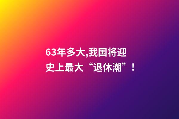63年多大,我国将迎史上最大“退休潮”!-第1张-观点-玄机派