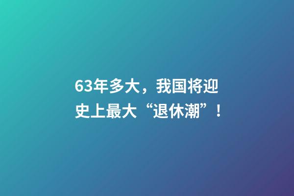 63年多大，我国将迎史上最大“退休潮”!-第1张-观点-玄机派