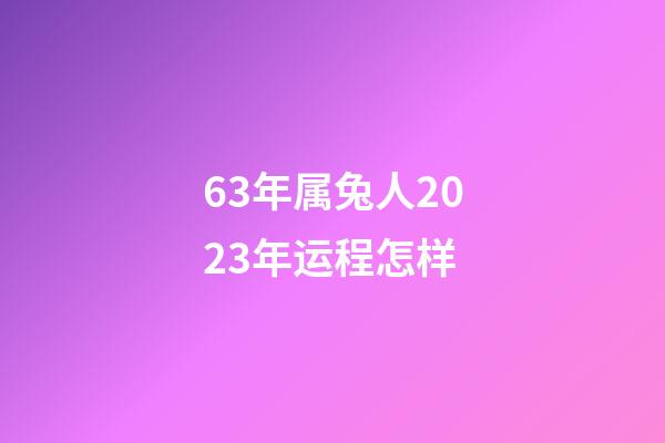 63年属兔人2023年运程怎样
