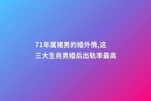 71年属猪男的婚外情,这三大生肖男婚后出轨率最高-第1张-观点-玄机派