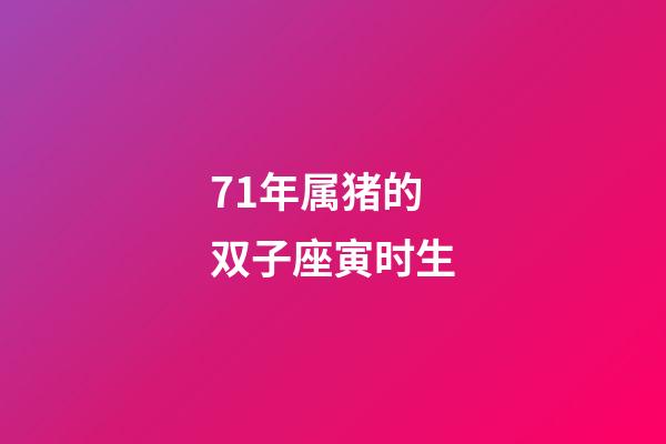 71年属猪的双子座寅时生