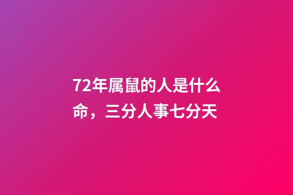 72年属鼠的人是什么命，三分人事七分天-第1张-观点-玄机派