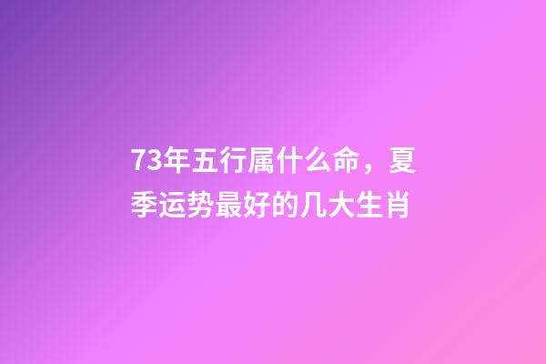 73年五行属什么命，夏季运势最好的几大生肖-第1张-观点-玄机派