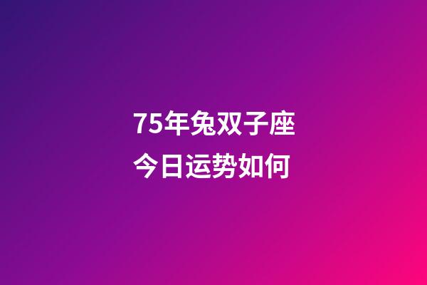 75年兔双子座今日运势如何-第1张-星座运势-玄机派