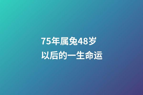 75年属兔48岁以后的一生命运(生活百科:十二生肖最容易发财的年龄段,你有没有错过)-第1张-观点-玄机派