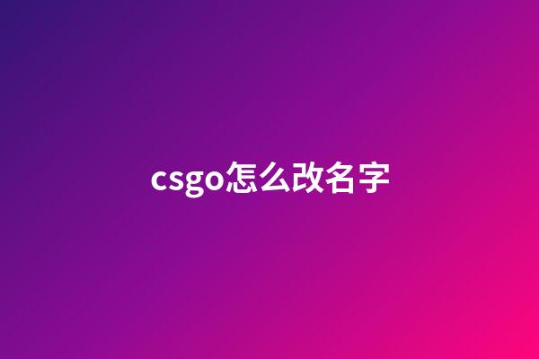 csgo怎么改名字
