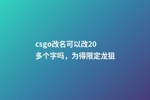 csgo改名可以改20多个字吗，为得限定龙狙-第1张-观点-玄机派