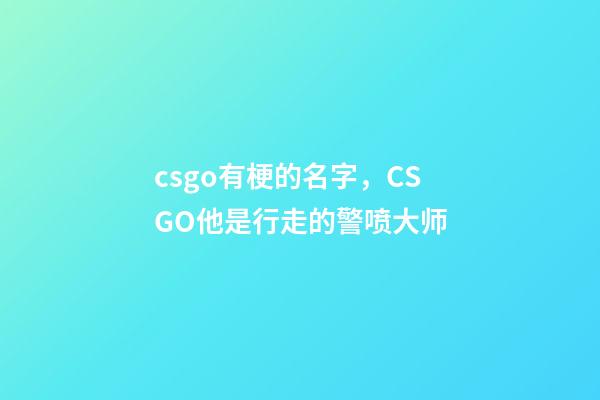 csgo有梗的名字，CSGO他是行走的警喷大师-第1张-观点-玄机派