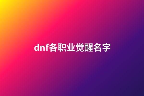 dnf各职业觉醒名字
