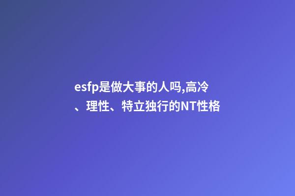 esfp是做大事的人吗,高冷、理性、特立独行的NT性格-第1张-观点-玄机派