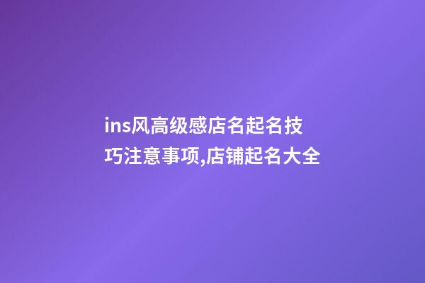 ins风高级感店名起名技巧注意事项,店铺起名大全-第1张-店铺起名-玄机派